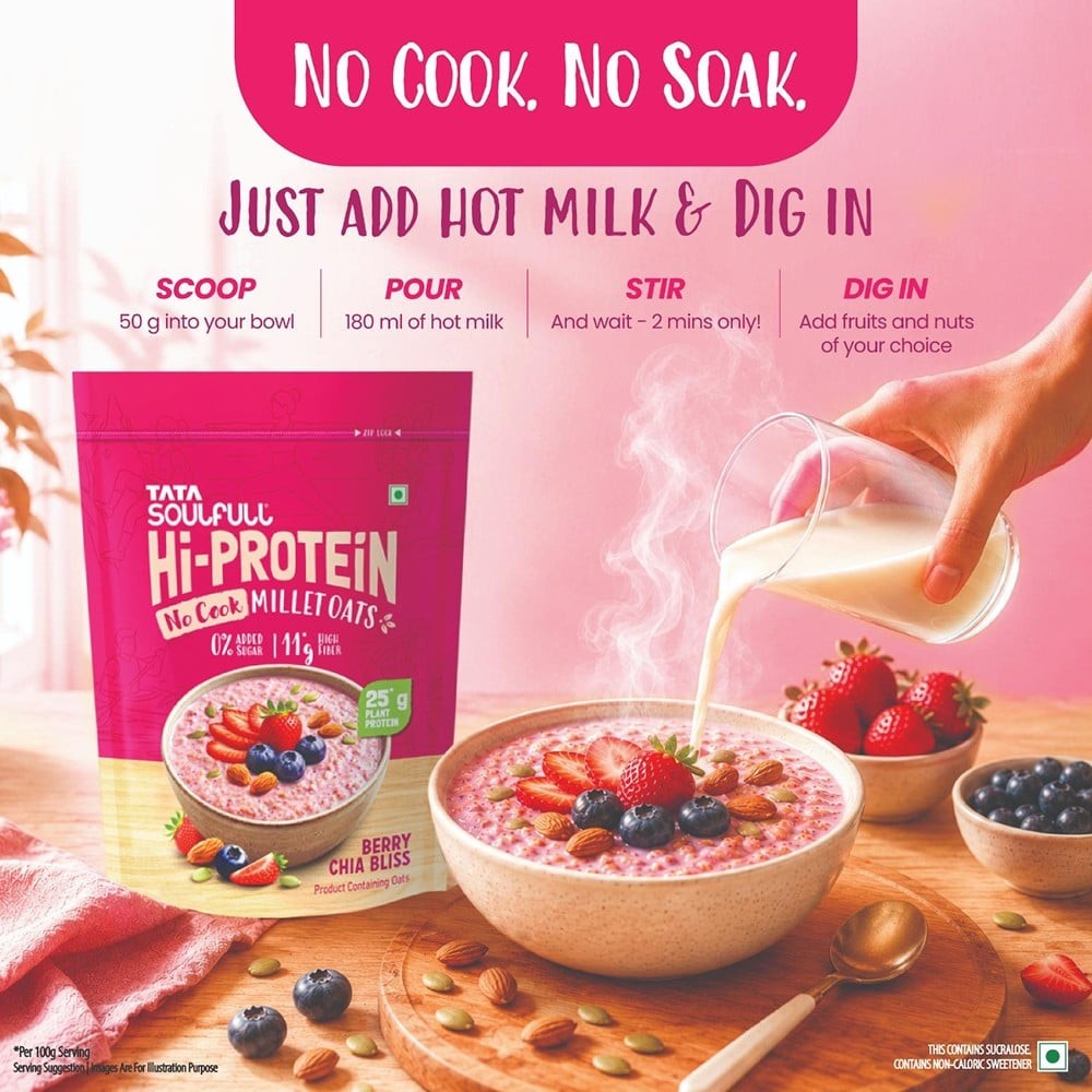 Tata Soulfull No Cook Millet Hi Protein Oats Berry Chia