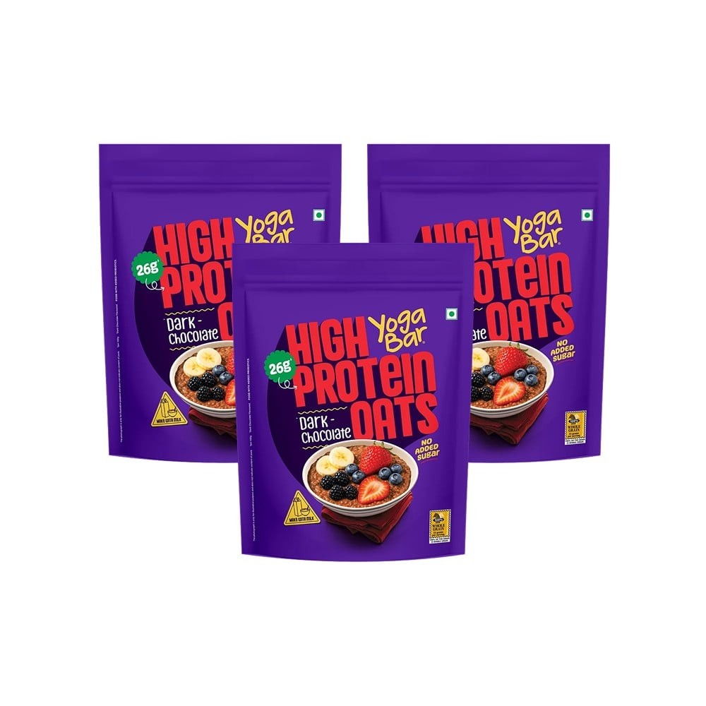Yoga Bar 26g High Protein Oats (Dark Chocolate) - Pack of 3