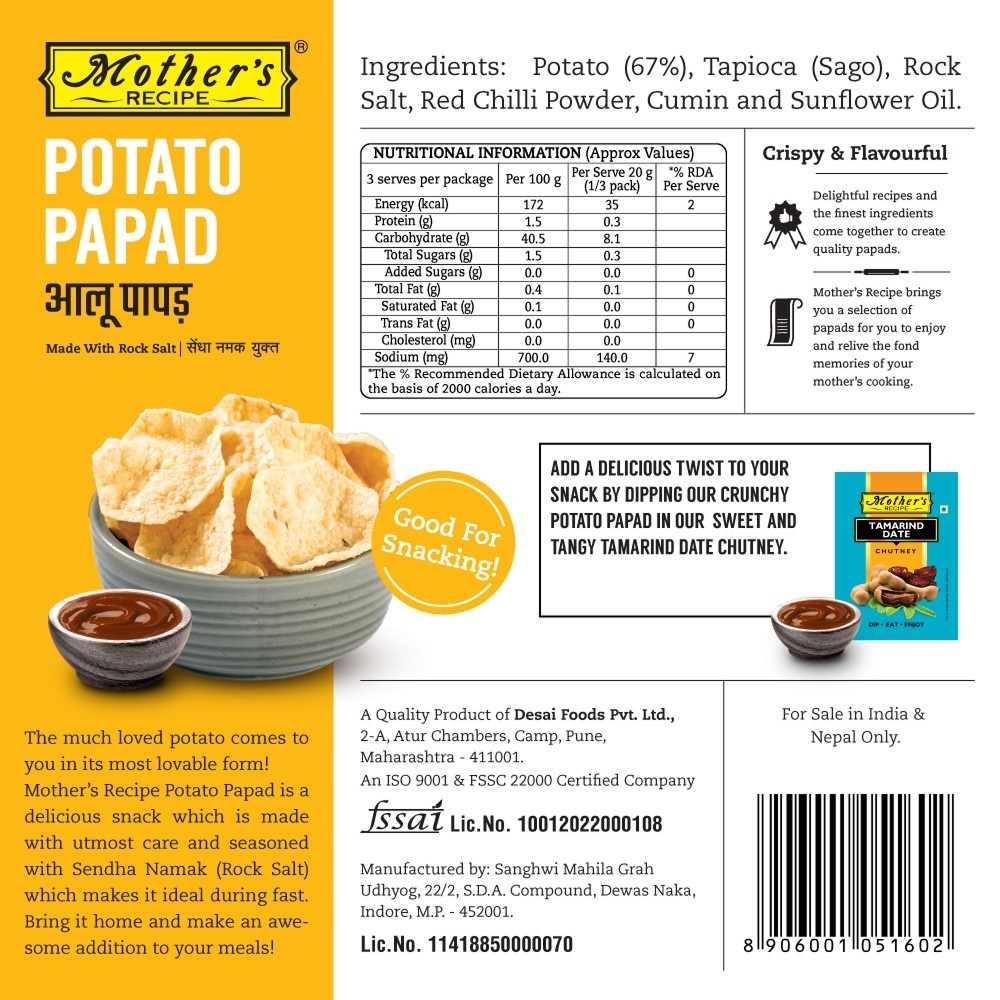 Mother's Recipe Potato Papad
