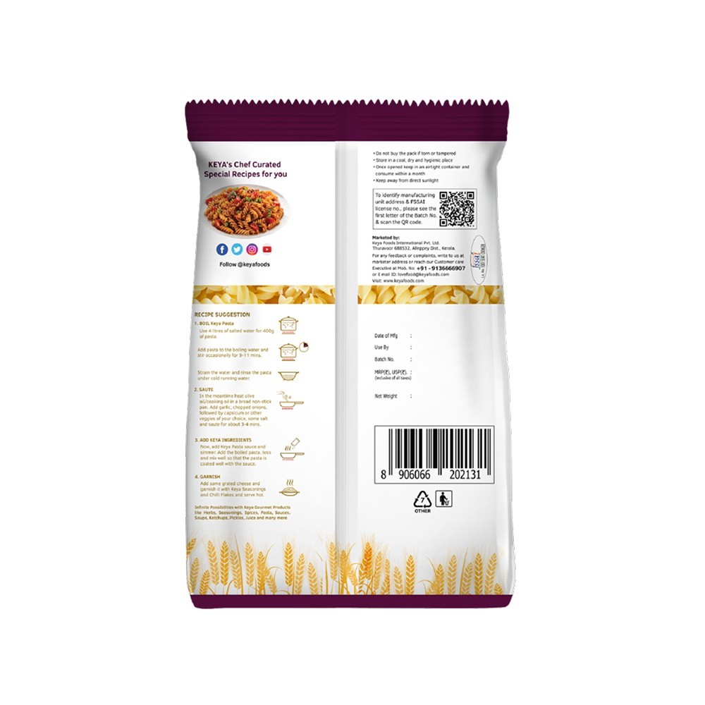 Keya 100% Durum Wheat Fusilli Domestic Pasta