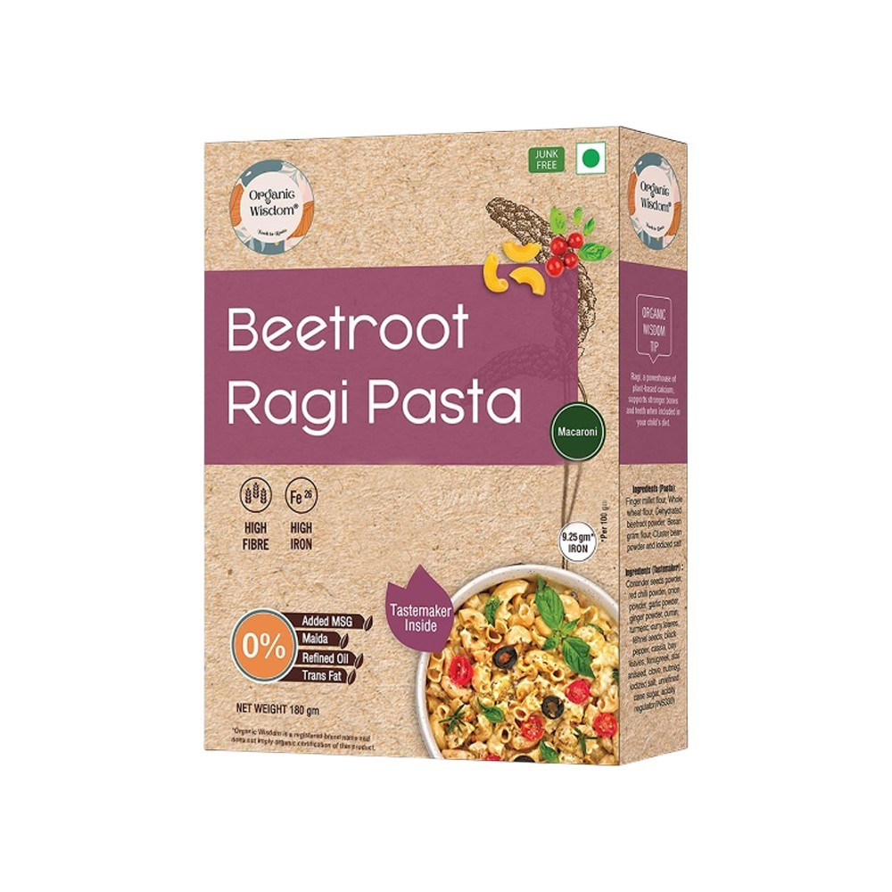 Organic Wisdom Beetroot Ragi Macaroni Pasta