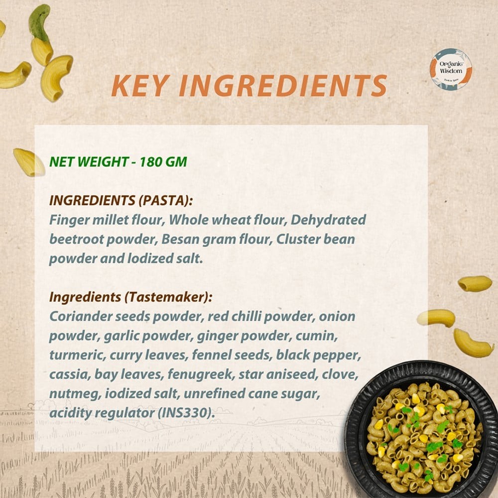 Organic Wisdom Beetroot Ragi Macaroni Pasta