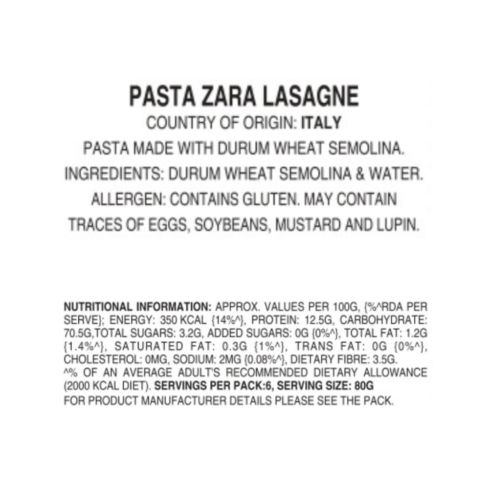 pastaZara Lasagne Gialle