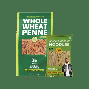Yu 100% Whole Wheat Noodles +  100% Whole Wheat Penne Pasta Combo