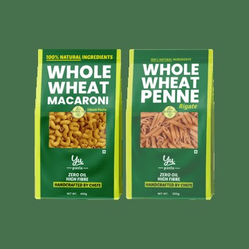 Yu 100% Whole Wheat Penne Pasta + 100% Whole Wheat Elbow Macaroni Pasta Combo
