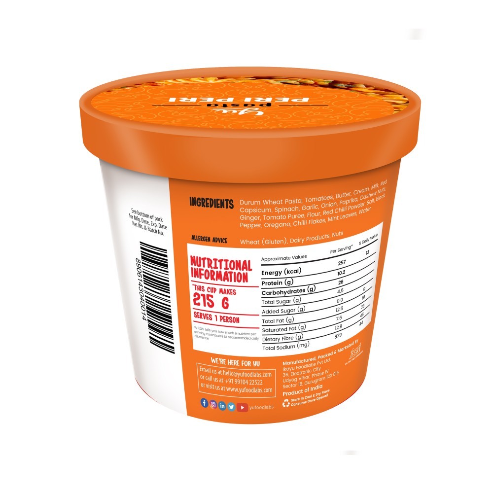 Yu Peri Peri Instant Pasta Cup + Yu Three Cheese Instant Pasta Cup Combo