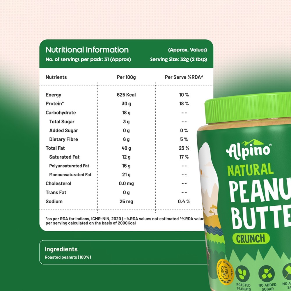 Alpino Natural Crunch Unsweetened Peanut Butter