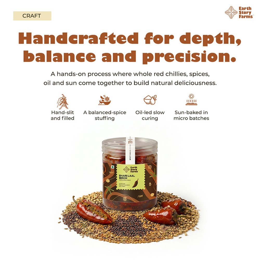 Earth Story Farms Bhari Laal Mirch Stuffed Chilli Pickle