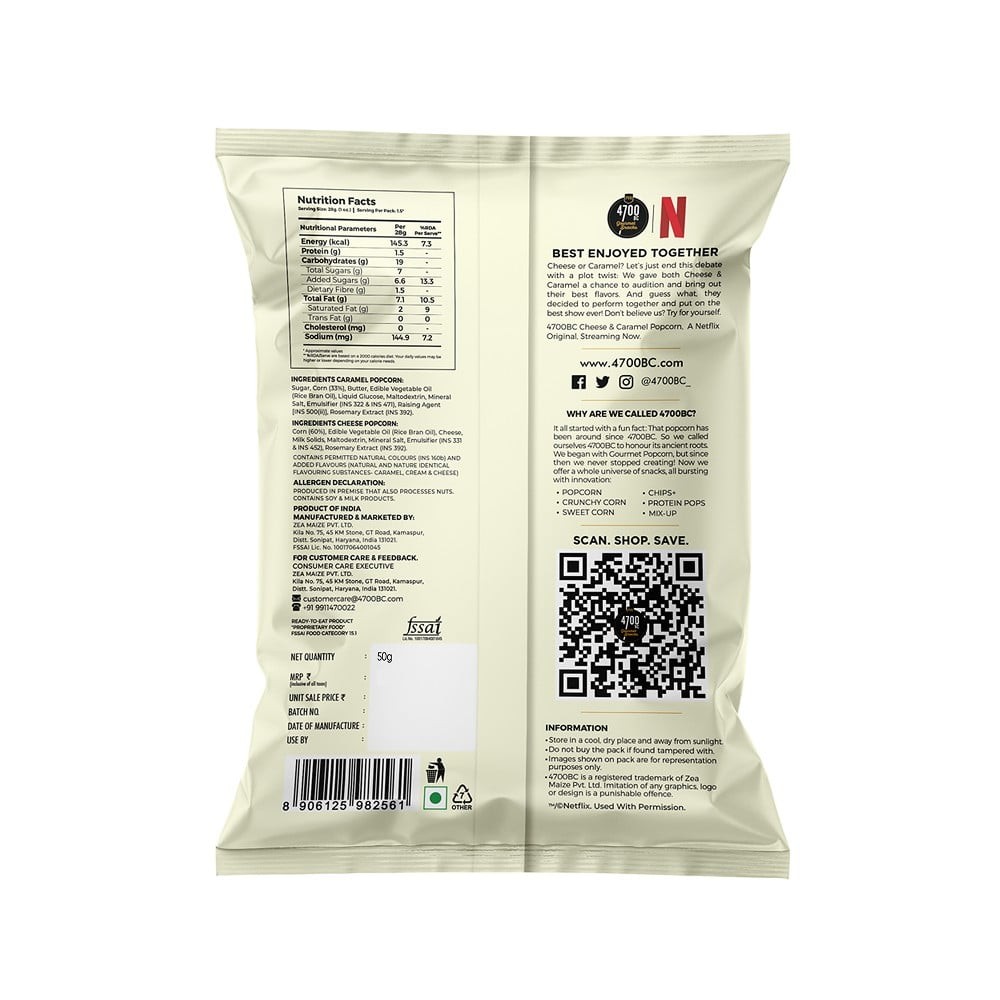 4700BC Netflix Cheese & Caramel Popcorn, Gourmet