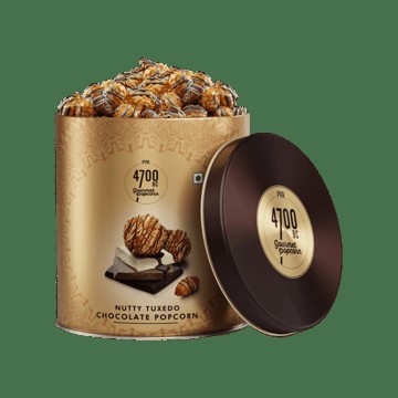 4700BC Nutty Tuxedo Chocolate Gourmet Popcorn Tin