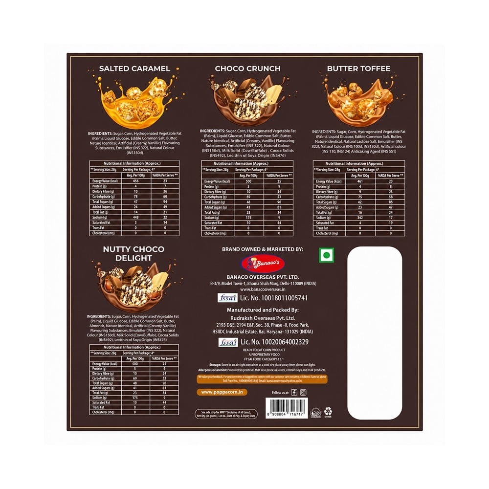 Poppacorn Gourmet Popcorn 4 Flavors Gift Box