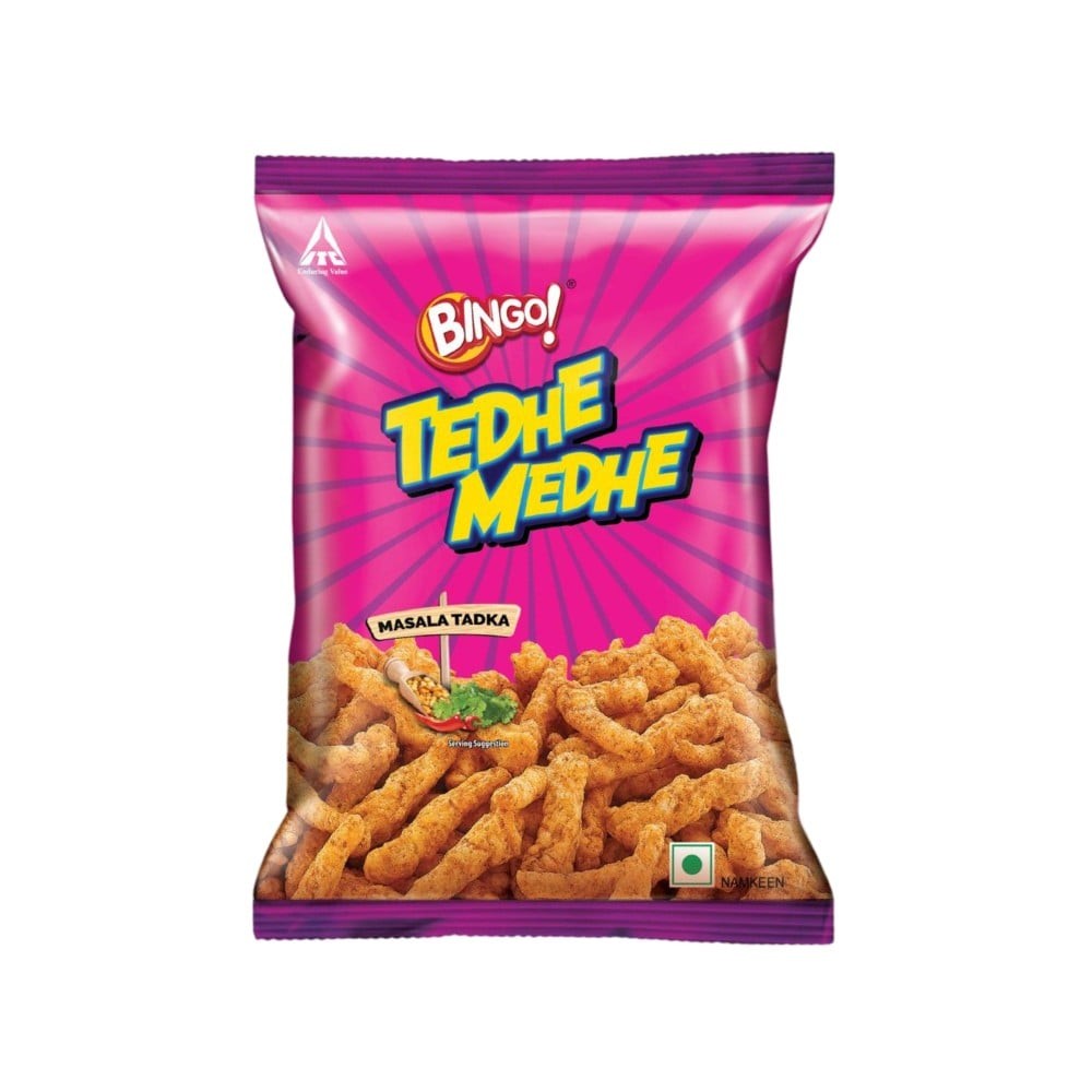Bingo Tedhe Medhe Masala Tadka Crisps + Bingo Original Style Chilli Potato Chips Combo