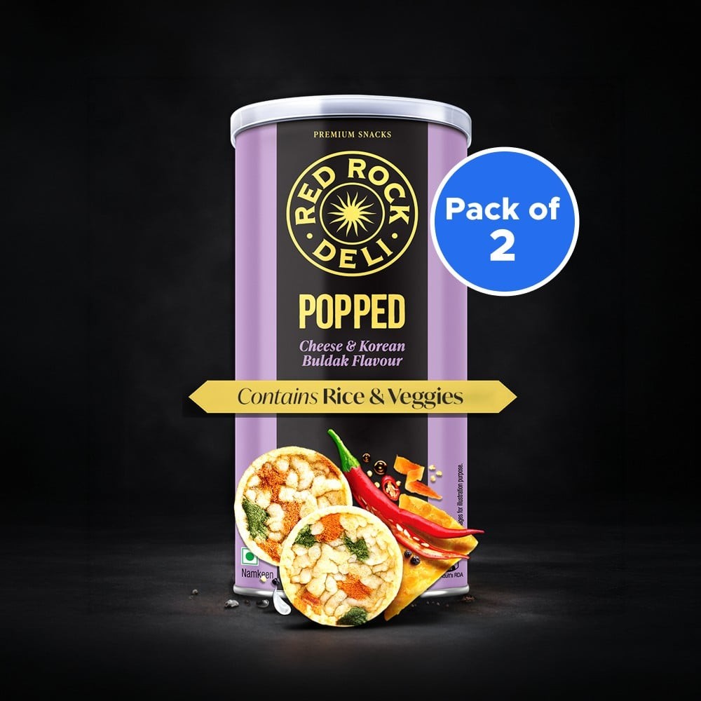 Red Rock Deli Popped Potato Chips (Cheese & Korean Buldak) - Pack of 2