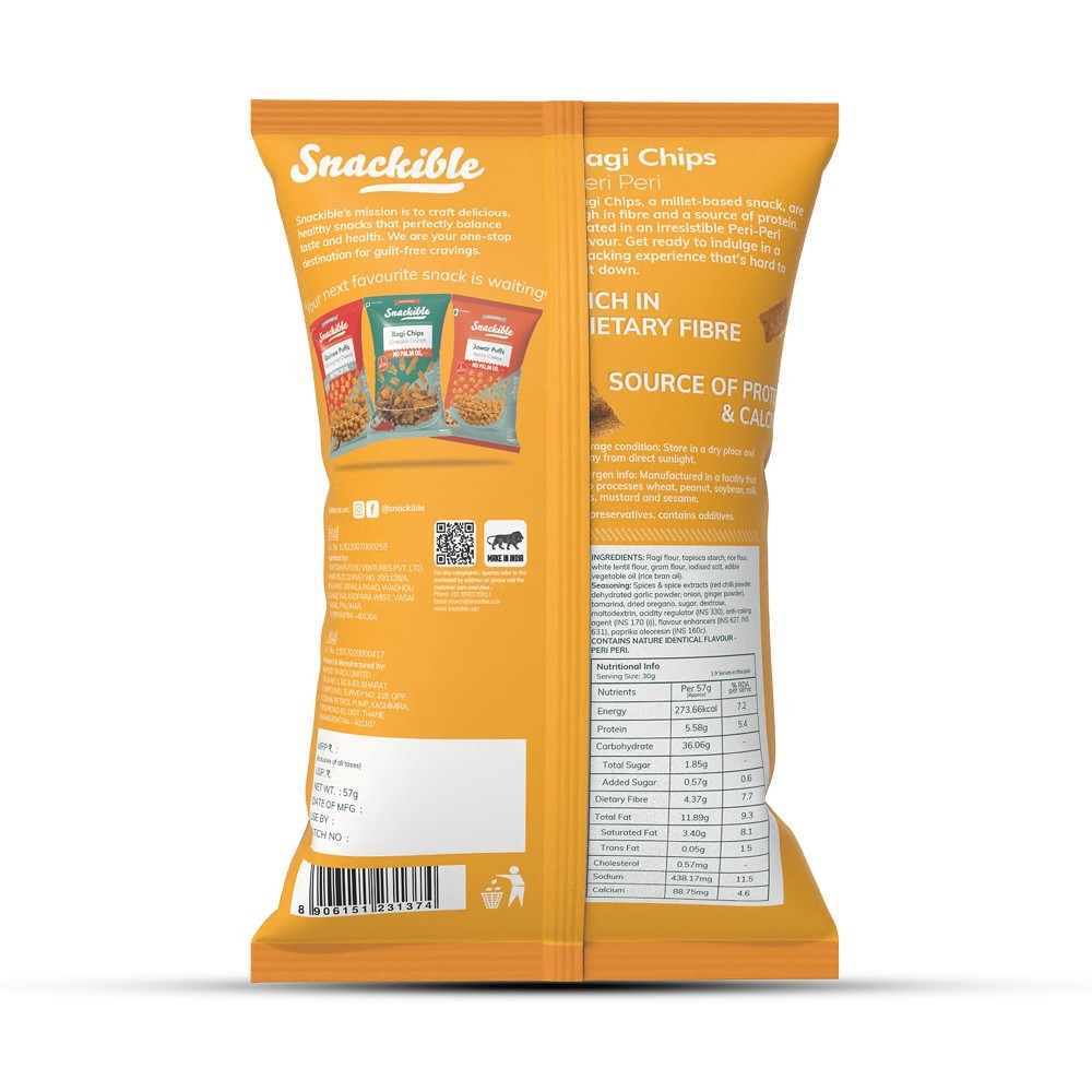 Snackible Peri Peri Ragi Chips