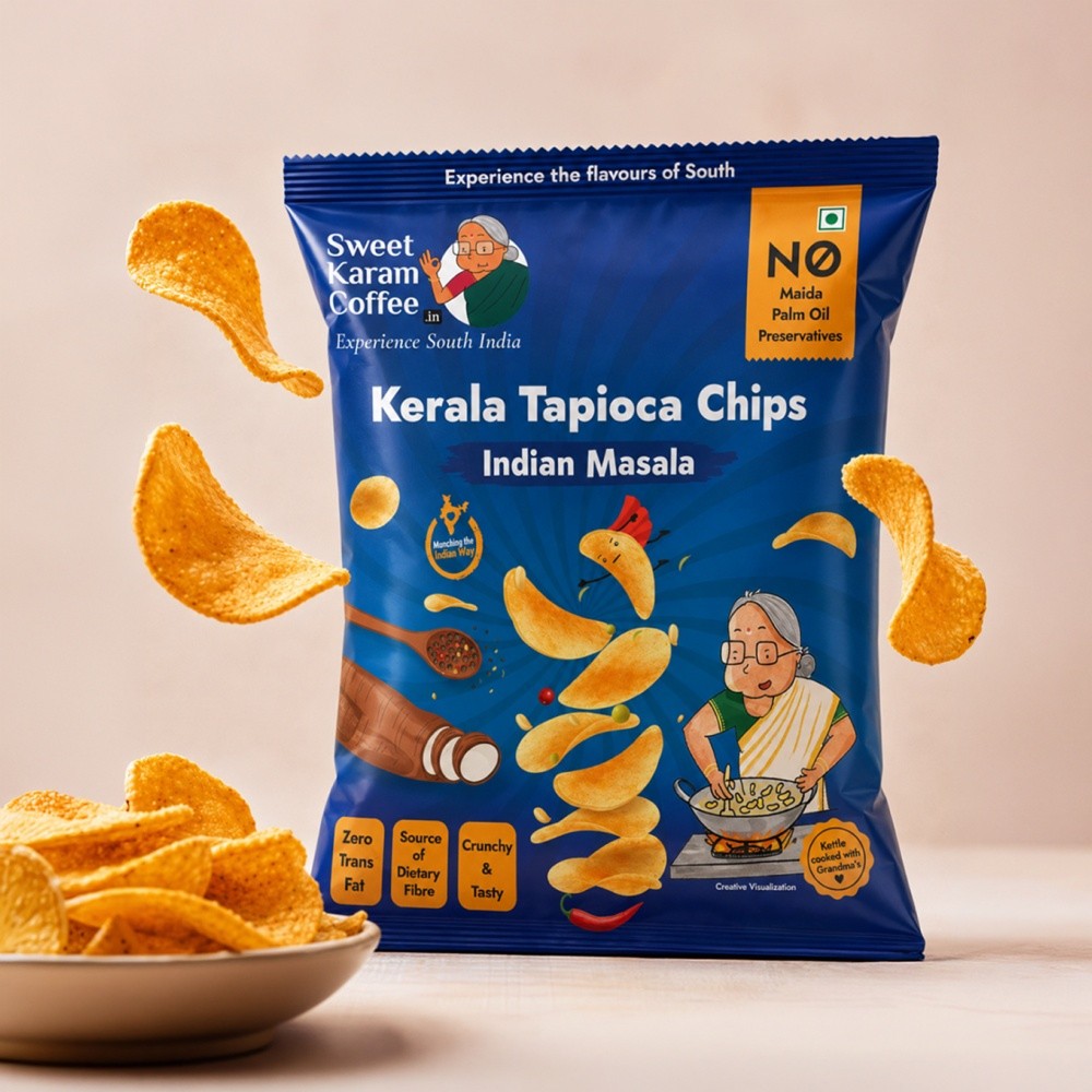 Sweet Karam Coffee Tapioca Chips - Indian Masala