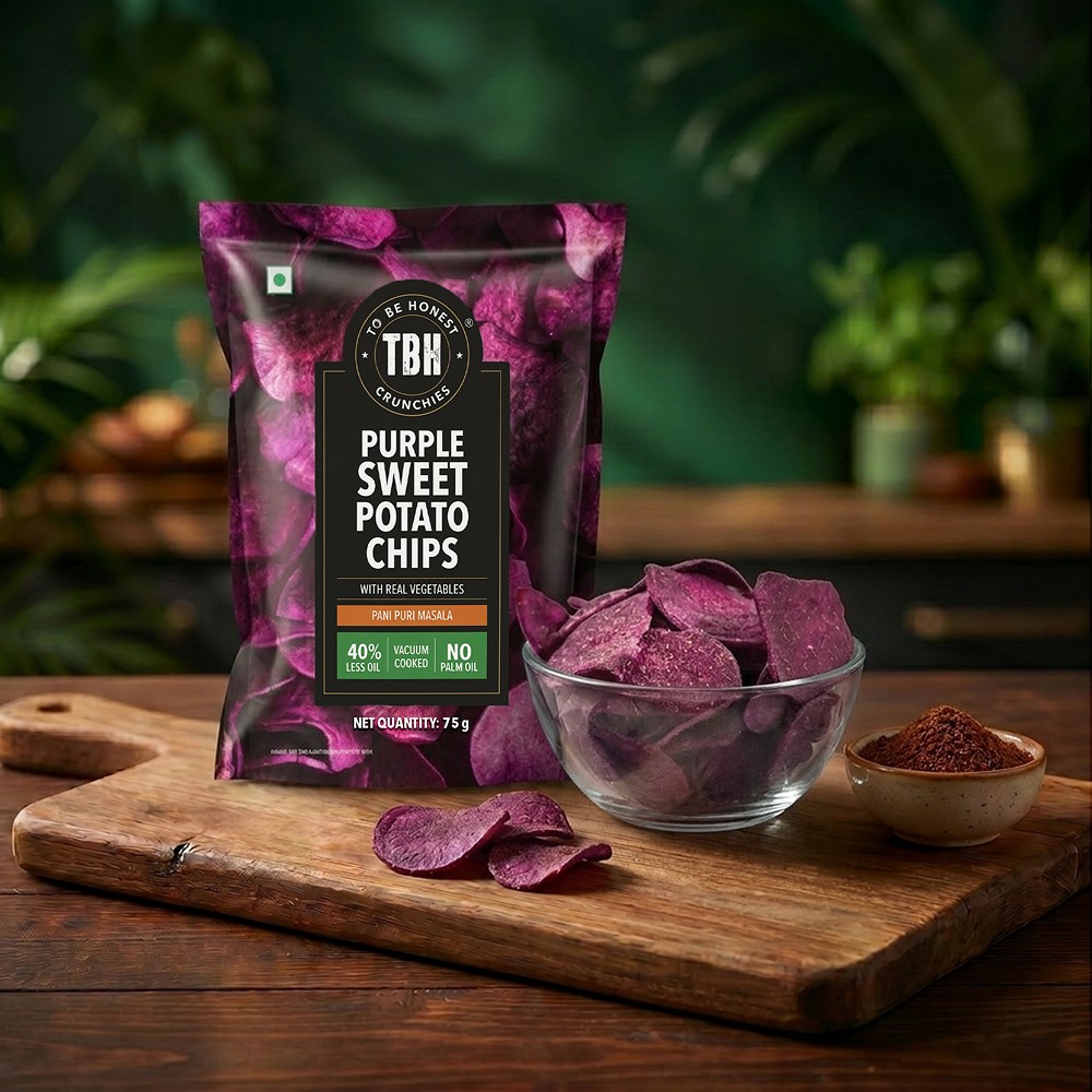 To Be Honest Purple Sweet Potato Chips with Pani Puri Masala