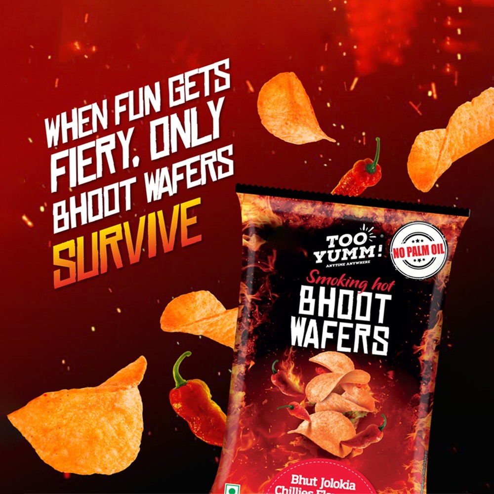 Too Yumm Bhoot Wafers Spicy Jholokia Chilli Potato Chips - Pack of 3