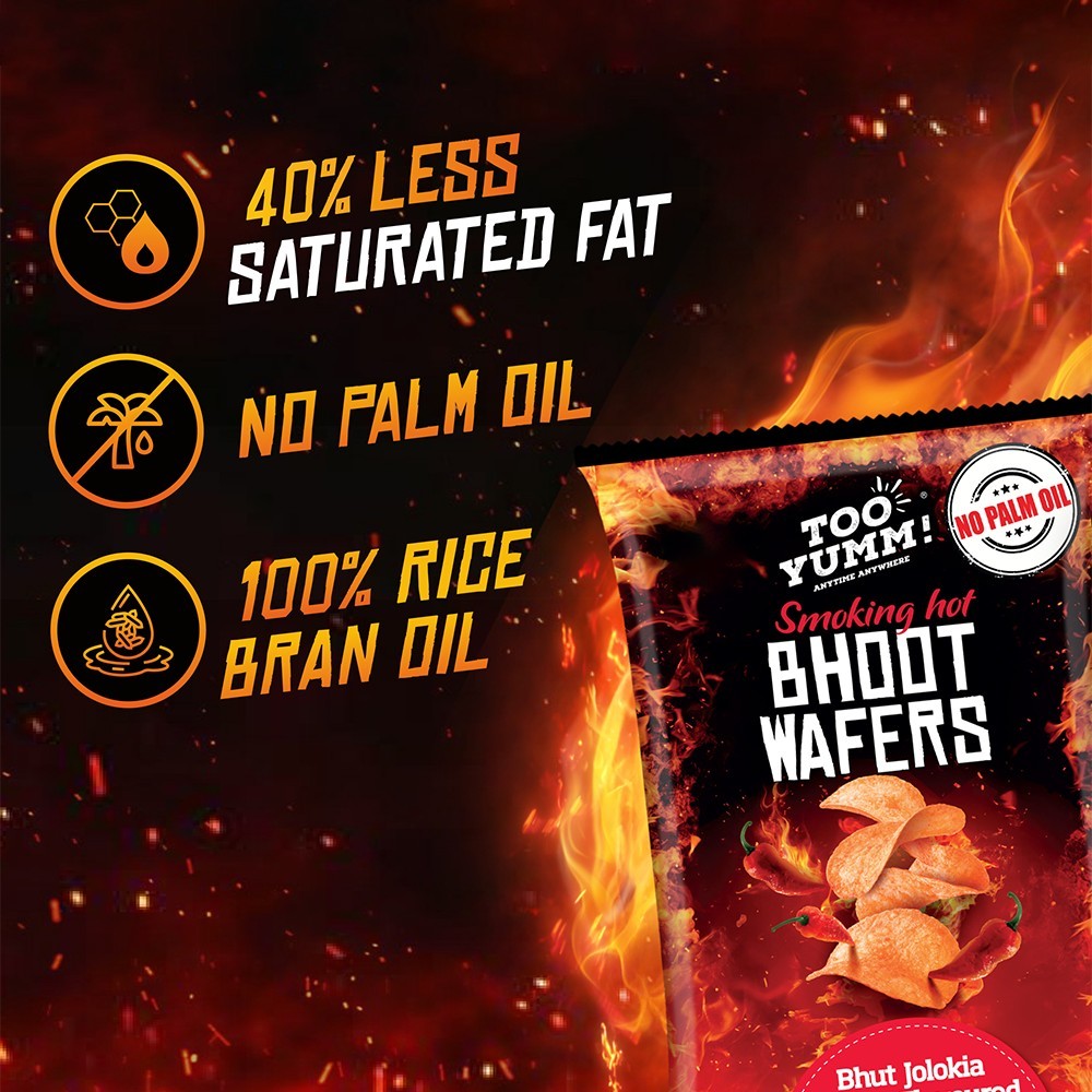 Too Yumm Bhoot Wafers Spicy Jholokia Chilli Potato Chips - Pack of 3