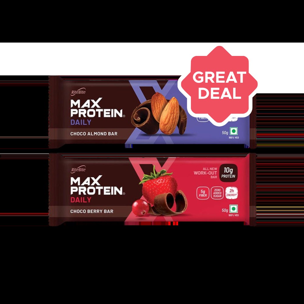 RiteBite Max Protein Daily Choco Almond Protein Bar + RiteBite Max Protein Daily Choco Berry Protein Bar Combo