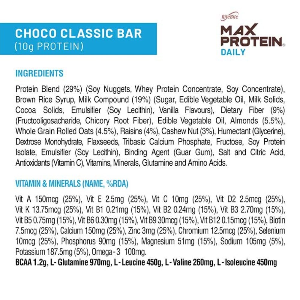 RiteBite Max Protein Daily Choco Classic 10 g Protein Bar