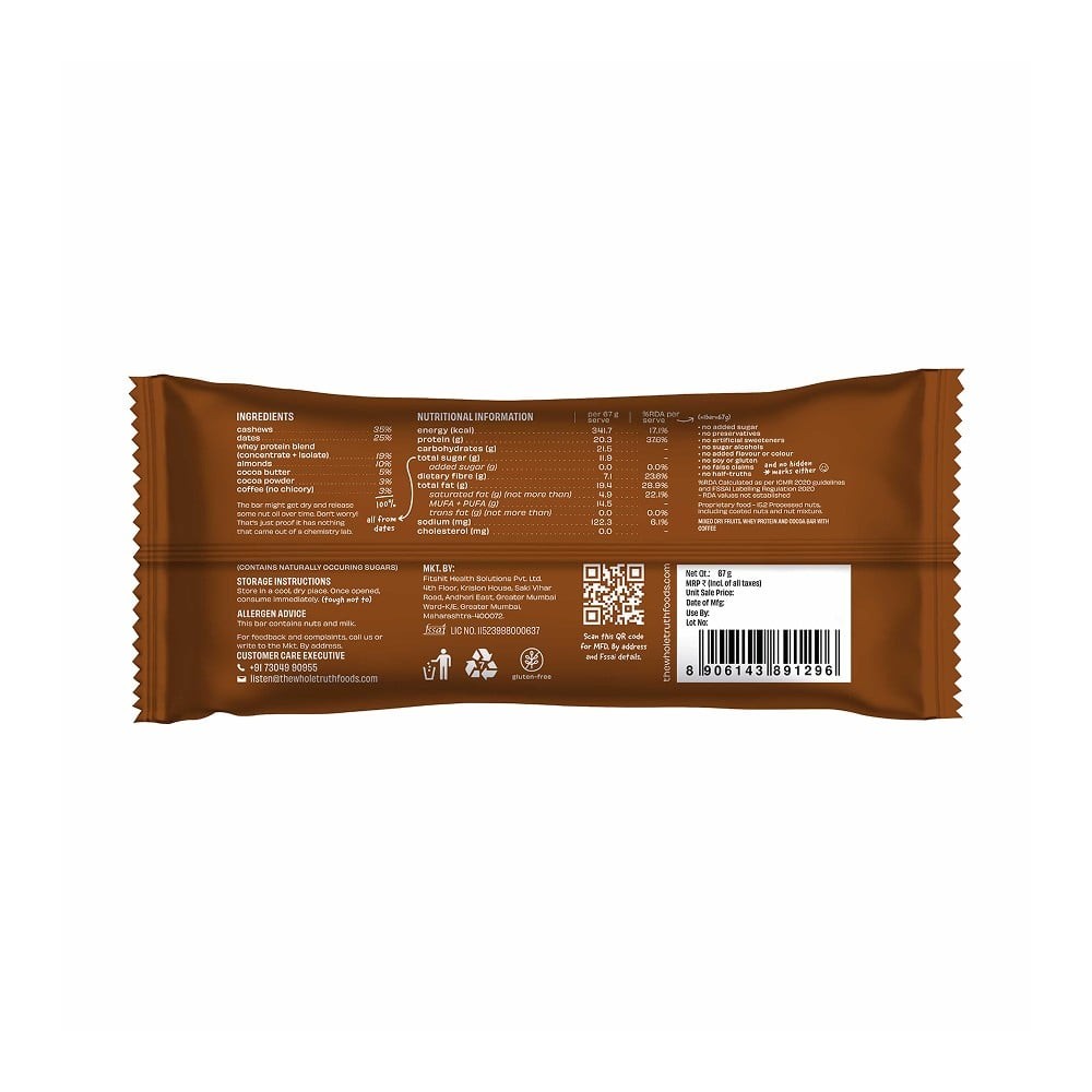 The Whole Truth 20 g Protein Bar - Coffee Cocoa