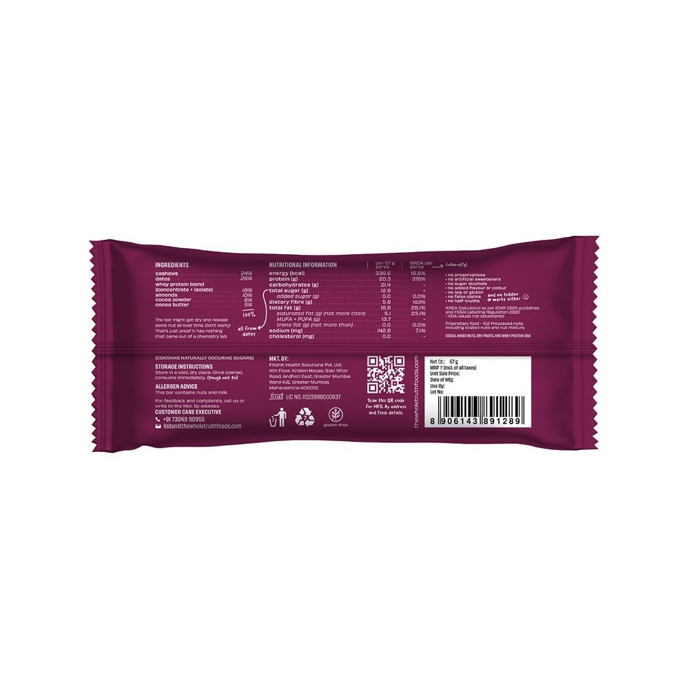 The Whole Truth 20 g Protein Bar - Double Cocoa