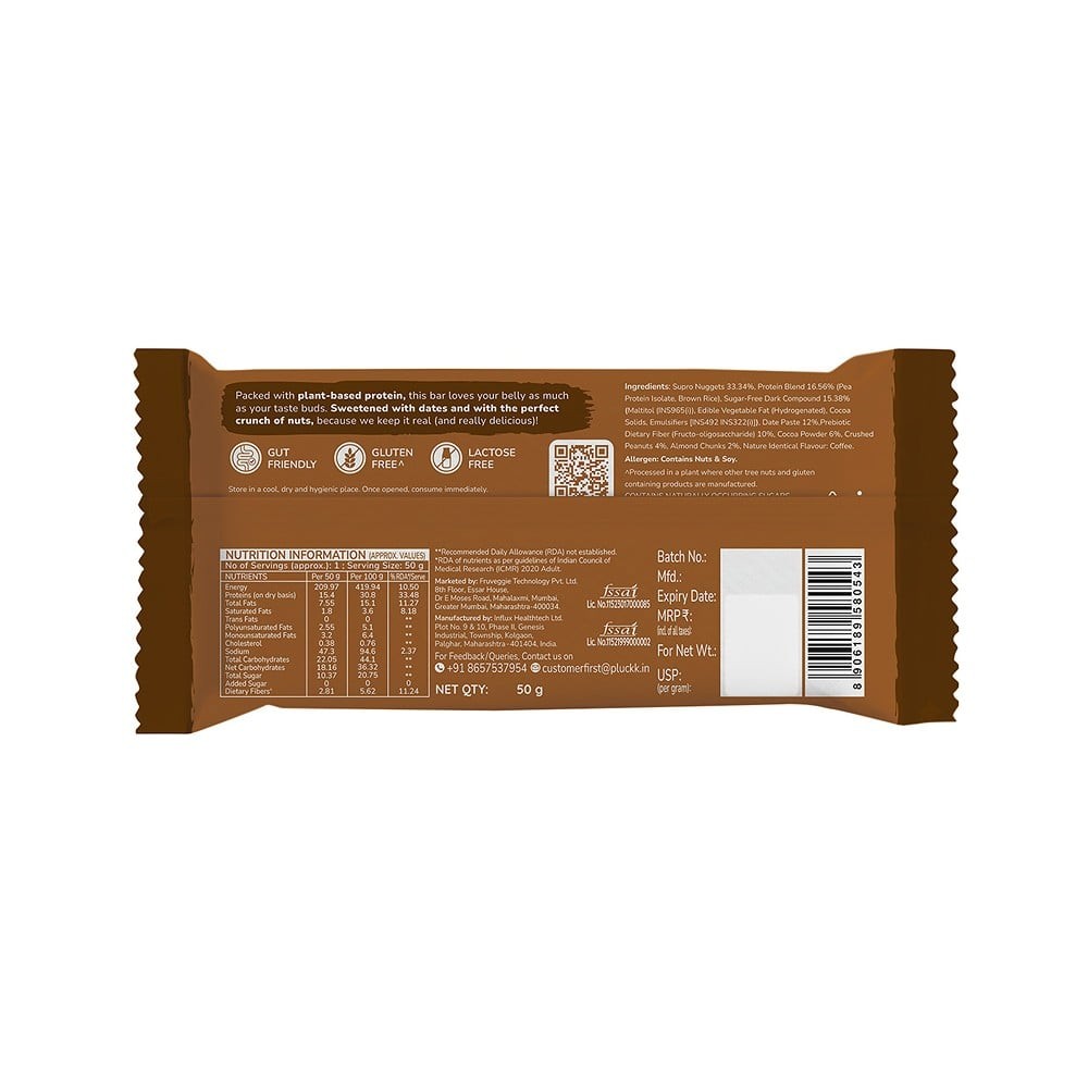 Upnourish by Pluckk Cafe Mocha 15g Plant Protein Bar