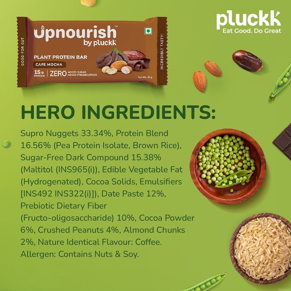 Upnourish by Pluckk Cafe Mocha 15g Plant Protein Bar