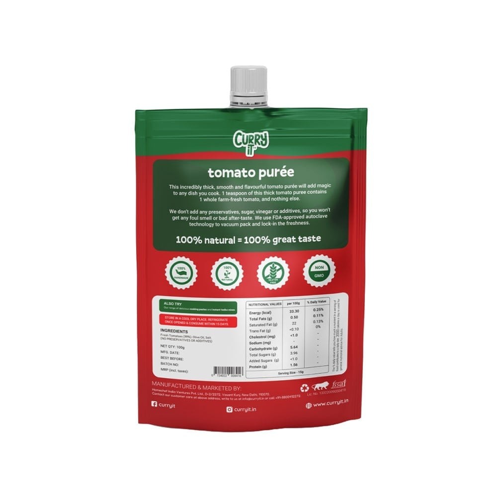 Curryit Tomato Puree (Preservative Free)