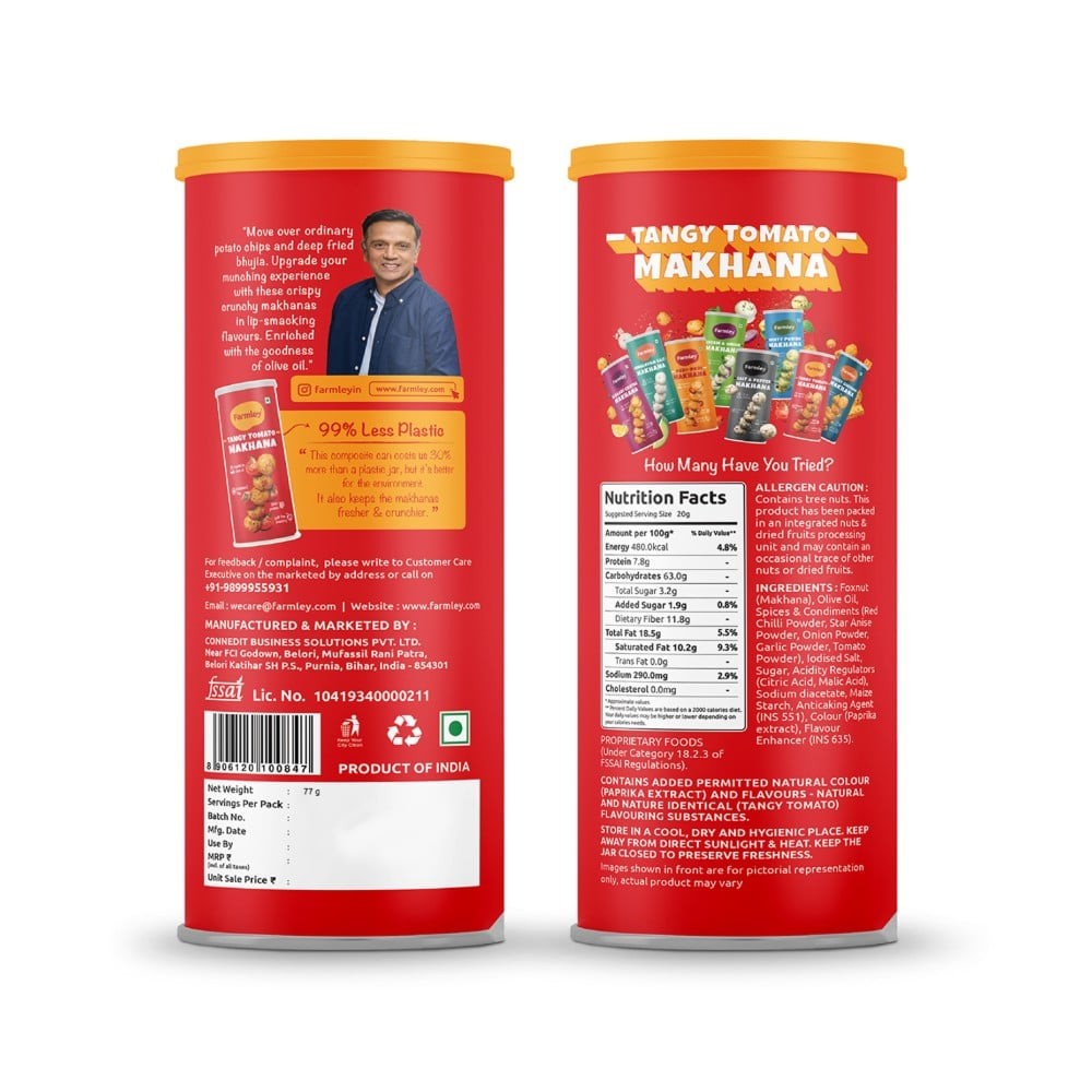 Farmley Tangy Tomato Flavoured Makhana Roasted In Olive Oil