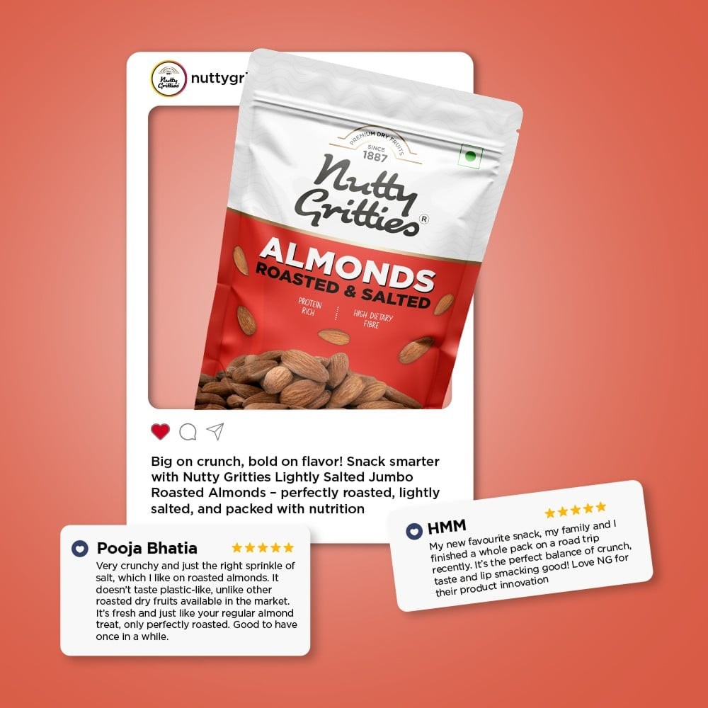 Nutty Gritties Lightly Salted Jumbo Roasted Flavoured Almonds
