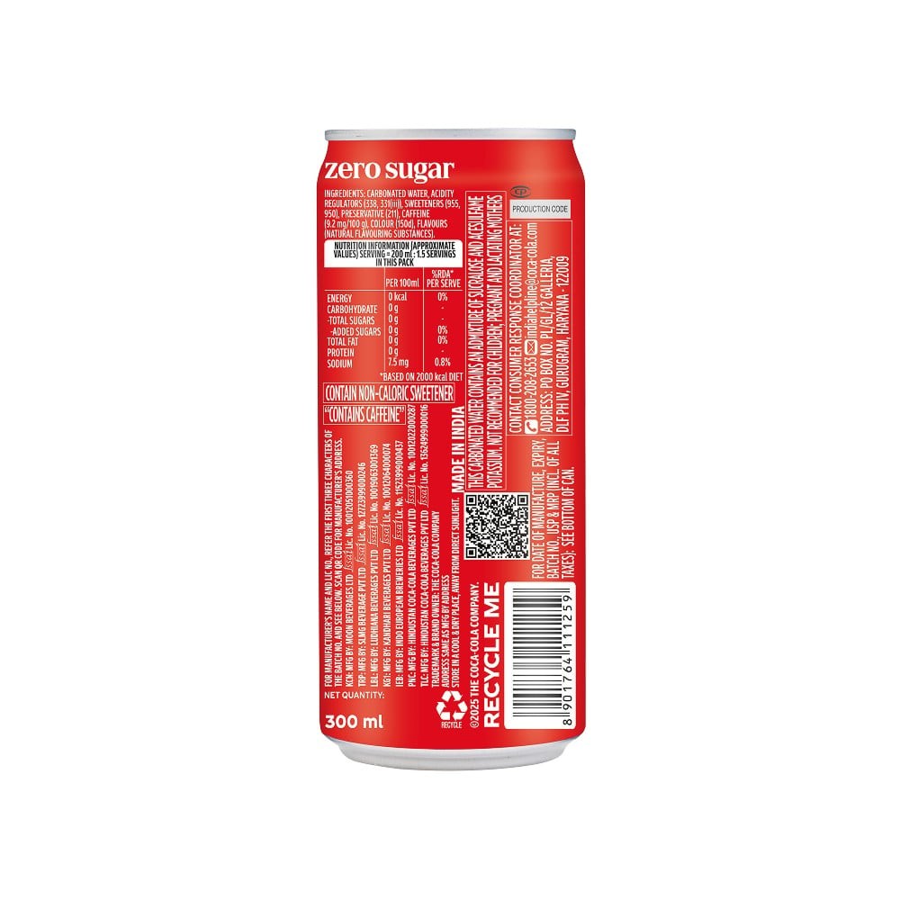 Coca-Cola Zero Sugar Soft Drink - Pack of 6